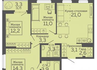 Продам 3-комнатную квартиру, 76.4 м2, Екатеринбург, метро Ботаническая