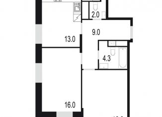 Продажа двухкомнатной квартиры, 65 м2, Московская область, жилой комплекс Союзный, к2