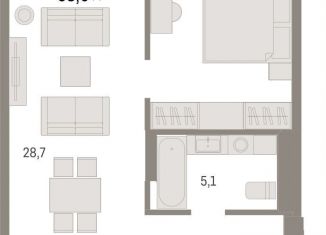 Продам 1-комнатную квартиру, 58 м2, Екатеринбург, улица Пехотинцев, 2В, Железнодорожный район