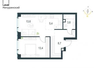 Продам 2-комнатную квартиру, 44.7 м2, Москва, метро Раменки, жилой комплекс Левел Мичуринский, к3