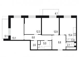 Продается трехкомнатная квартира, 88 м2, Одинцово, жилой комплекс Союзный, к2