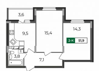 Продам 2-комнатную квартиру, 51.9 м2, Владимир, Сталинградский бульвар, 7