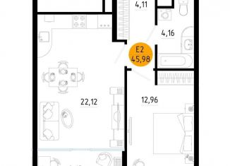 Продам 1-комнатную квартиру, 46 м2, Рязань, Железнодорожный район