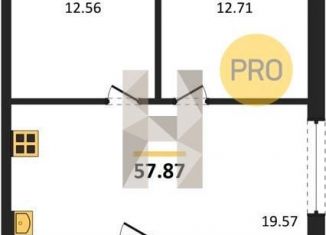 Продам 2-комнатную квартиру, 57.9 м2, Новосибирск, метро Речной вокзал