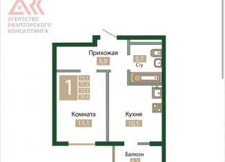Продам однокомнатную квартиру, 35.4 м2, Крым