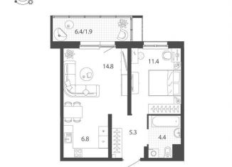 Продажа 2-комнатной квартиры, 44.5 м2, Тюмень, Профсоюзная улица, 55, Центральный округ
