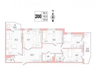 Четырехкомнатная квартира на продажу, 124 м2, Санкт-Петербург, проспект Патриотов, 35
