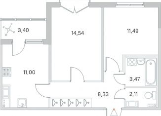 Продажа 2-комнатной квартиры, 52.6 м2, Санкт-Петербург