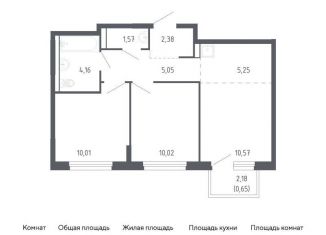 Двухкомнатная квартира на продажу, 49.7 м2, Тюмень, жилой комплекс Чаркова 72, 2.2