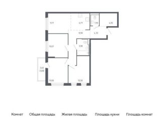 Продается 3-комнатная квартира, 72.8 м2, Тюмень, Ленинский округ, жилой комплекс Чаркова 72, 2.1