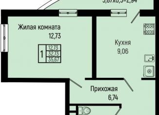 1-комнатная квартира на продажу, 35.7 м2, Ольгинка, Солнечная улица