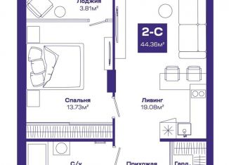 2-комнатная квартира на продажу, 44.1 м2, Новосибирская область