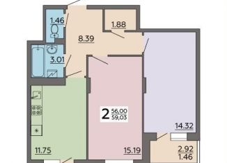 Продам двухкомнатную квартиру, 59 м2, Воронеж, Советский район, Острогожская улица, 164