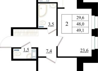 Продажа 2-ком. квартиры, 49.1 м2, Гатчина