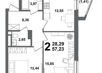 Продаю 2-комнатную квартиру, 57.2 м2, Уфа, Октябрьский район