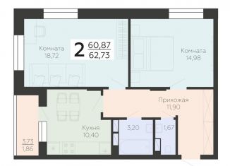 Продается двухкомнатная квартира, 62.7 м2, Воронеж, Коминтерновский район