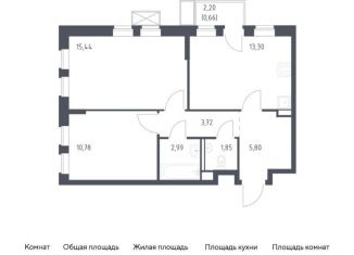 Продается 2-комнатная квартира, 54.5 м2, деревня Мисайлово
