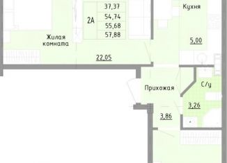 Продается двухкомнатная квартира, 57.9 м2, Тверь, Медовая улица, 9к3, ЖК Медовый