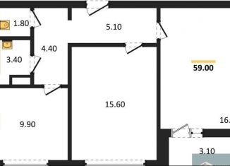 Продается 2-комнатная квартира, 59 м2, Воронежская область, улица Шишкова, 140Б/6