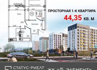 Продам 1-ком. квартиру, 44.4 м2, Крым