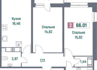 2-комнатная квартира на продажу, 66 м2, Мурино, Ручьёвский проспект, 1/24