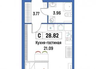 Продам квартиру студию, 28.8 м2, Ленинградская область