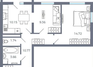 Продается двухкомнатная квартира, 52.3 м2, Самарская область