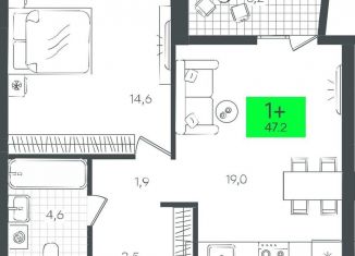 Продажа однокомнатной квартиры, 47.2 м2, Тюмень, Калининский округ