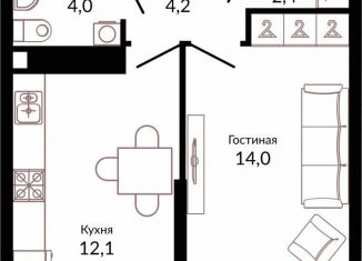 Продается 1-комнатная квартира, 38 м2, Краснодарский край