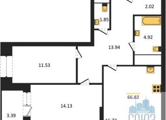 Продается двухкомнатная квартира, 67.8 м2, Воронеж, Ленинский район, улица Кривошеина, 13/14