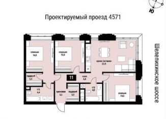 Продам 3-комнатную квартиру, 91.5 м2, Москва, метро Шелепиха