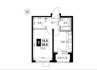 Продам 1-комнатную квартиру, 38.6 м2, деревня Сапроново