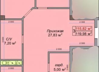 Продам трехкомнатную квартиру, 120 м2, Нальчик, улица Тарчокова, 127А, район Горная