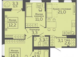 Продам трехкомнатную квартиру, 76.4 м2, Екатеринбург, метро Ботаническая