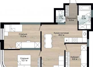 Продается трехкомнатная квартира, 75.6 м2, Кемерово
