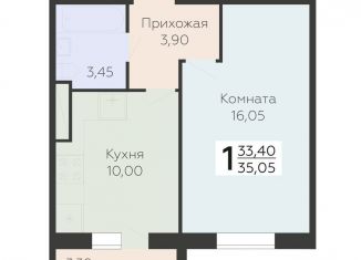 Продаю 1-комнатную квартиру, 35.1 м2, Ленинградская область