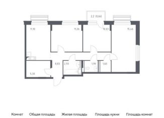 3-комнатная квартира на продажу, 69.2 м2, село Лайково