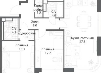 2-комнатная квартира на продажу, 72.6 м2, Москва, жилой комплекс Нагатино Ай-Ленд, к1, метро Коломенская