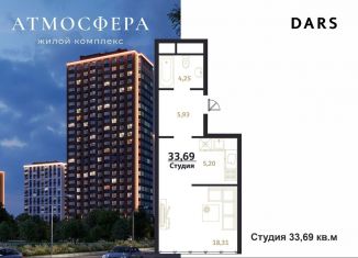 Продам 1-комнатную квартиру, 33.7 м2, Ульяновск, жилой комплекс Атмосфера, 4, Заволжский район