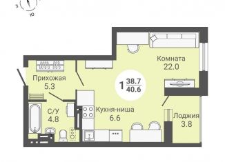 Продается квартира студия, 42.5 м2, Новосибирск, улица Петухова, 168с, Кировский район