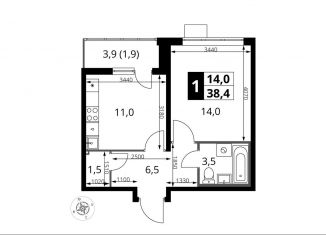 Продам 1-комнатную квартиру, 38.4 м2, Видное, улица Фруктовые Сады, 33к1