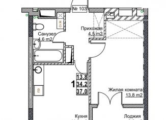 Продажа однокомнатной квартиры, 37 м2, Нижний Новгород