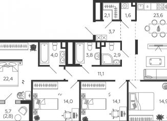 4-комнатная квартира на продажу, 121.1 м2, Москва, 2-я очередь, к3, ЖК Шагал
