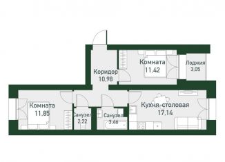 2-комнатная квартира на продажу, 54.2 м2, Екатеринбург, Ленинский район