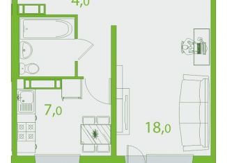 Продажа 1-комнатной квартиры, 38.5 м2, Томск, улица Пришвина, 56, Октябрьский район