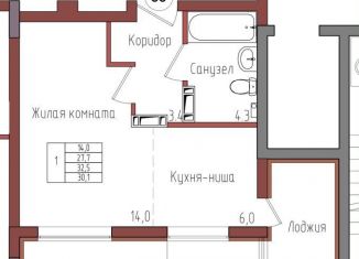 1-комнатная квартира на продажу, 30.1 м2, Калининград, Центральный район