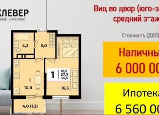 Продам однокомнатную квартиру, 37.7 м2, Новороссийск, ЖК Клевер, улица Куникова, 47А