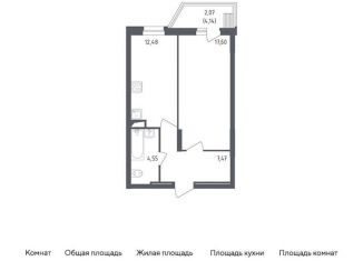 Продам однокомнатную квартиру, 44.2 м2, посёлок Жилино-1, жилой комплекс Егорово Парк, к1