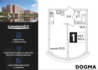 1-комнатная квартира на продажу, 40.6 м2, Краснодар, Прикубанский округ