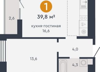 Однокомнатная квартира на продажу, 39.8 м2, Екатеринбург